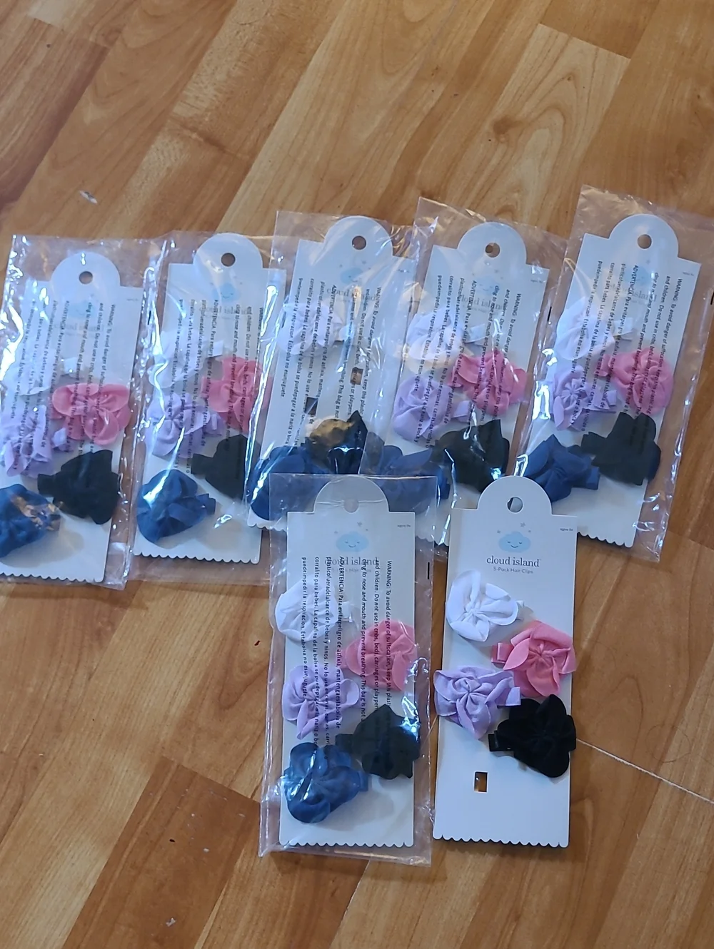 cloud island Pink Purple White Black Flower Hair Clips Set